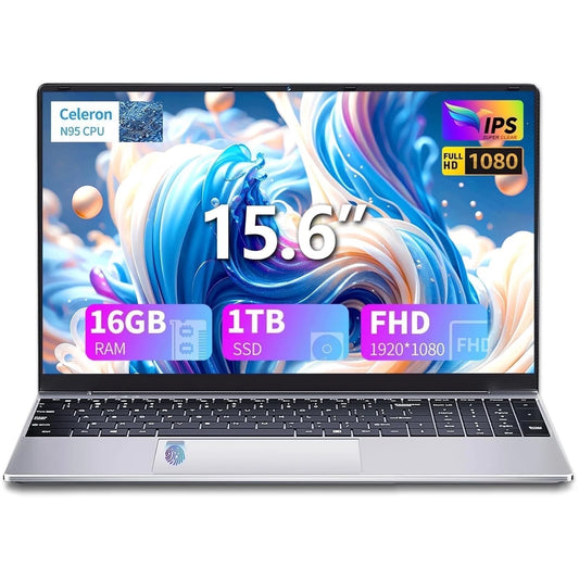 Gaming Laptop,15.6 Inch FHD IPS 1920*1080 Laptop Computer, Laptops 12Th Gen N95 Processor (Up to 3.4Ghz) , 16GB 1TB SSD, Supports 180 Angle Opening Backlit Keyboard Fingerprint Unlock Win 11 Pro