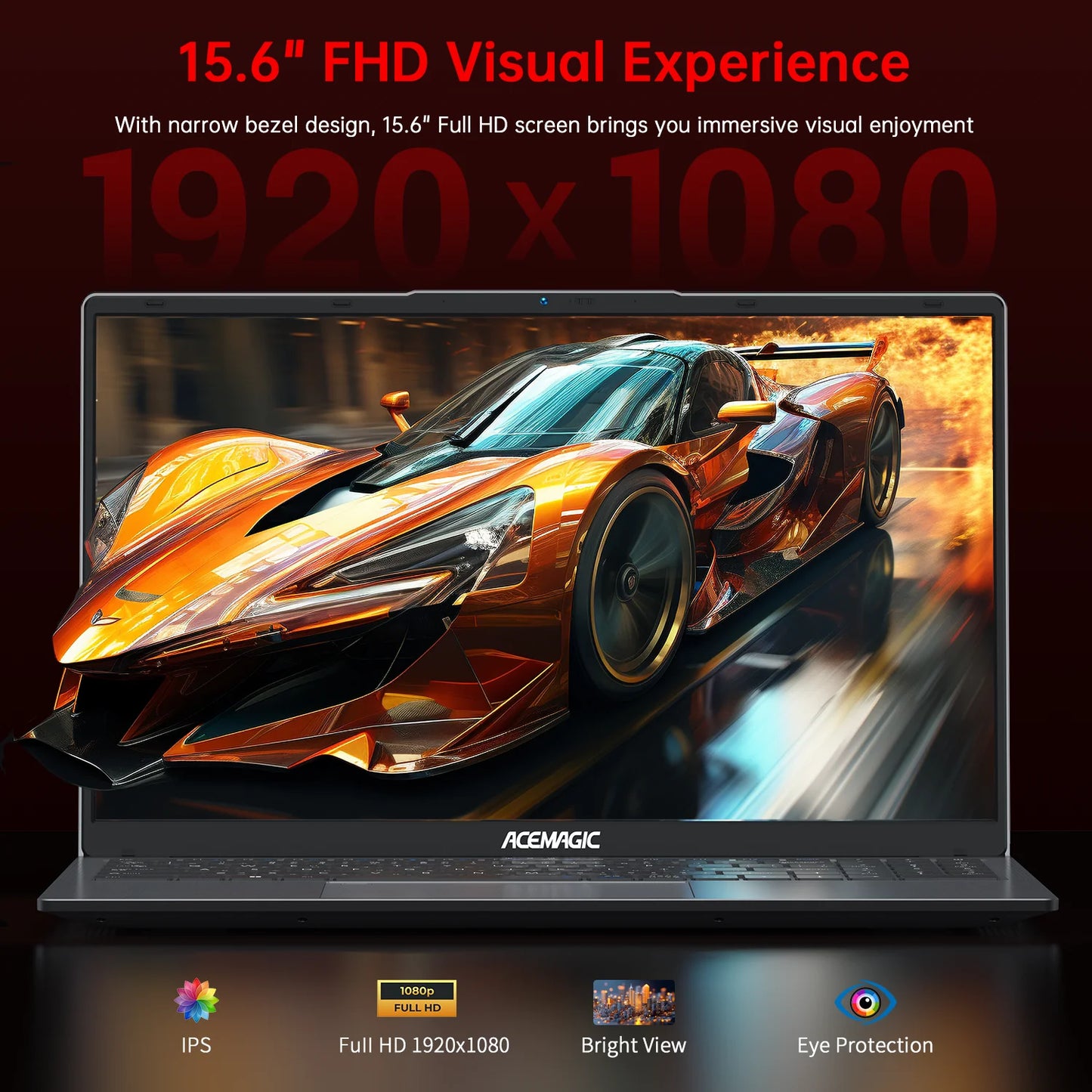 15.6'' FHD Gaming Laptop AMD Ryzen 7 5700U up to 4.3Ghz 16GB DDR4 512GB SSD with Windows 11 Pro
