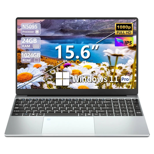 Gaming Laptop N5095, 15.6 Inch Laptop Computer, Laptops 24GB RAM 1TB Ssd,Laptops Gamer 180 Angle Opening, Fingerprint Unlock Backlit Keyboard 1920X1080 FHD IPS Wifi 5 for Student Business Work