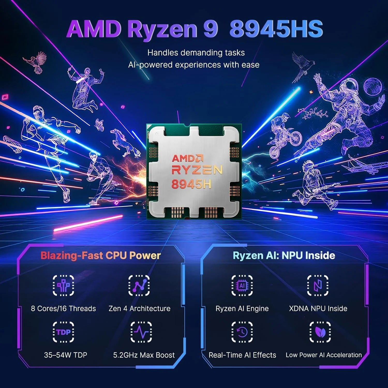 Gaming Laptop 17.3" Ryzen 9 8945HS,32GB RAM, 1TB SSD, Radeon 780M Graphics, PD 100W Type-C 4.0, AI&VR Ready Copilot+ PC, Backlit Keyboard Fingerprint