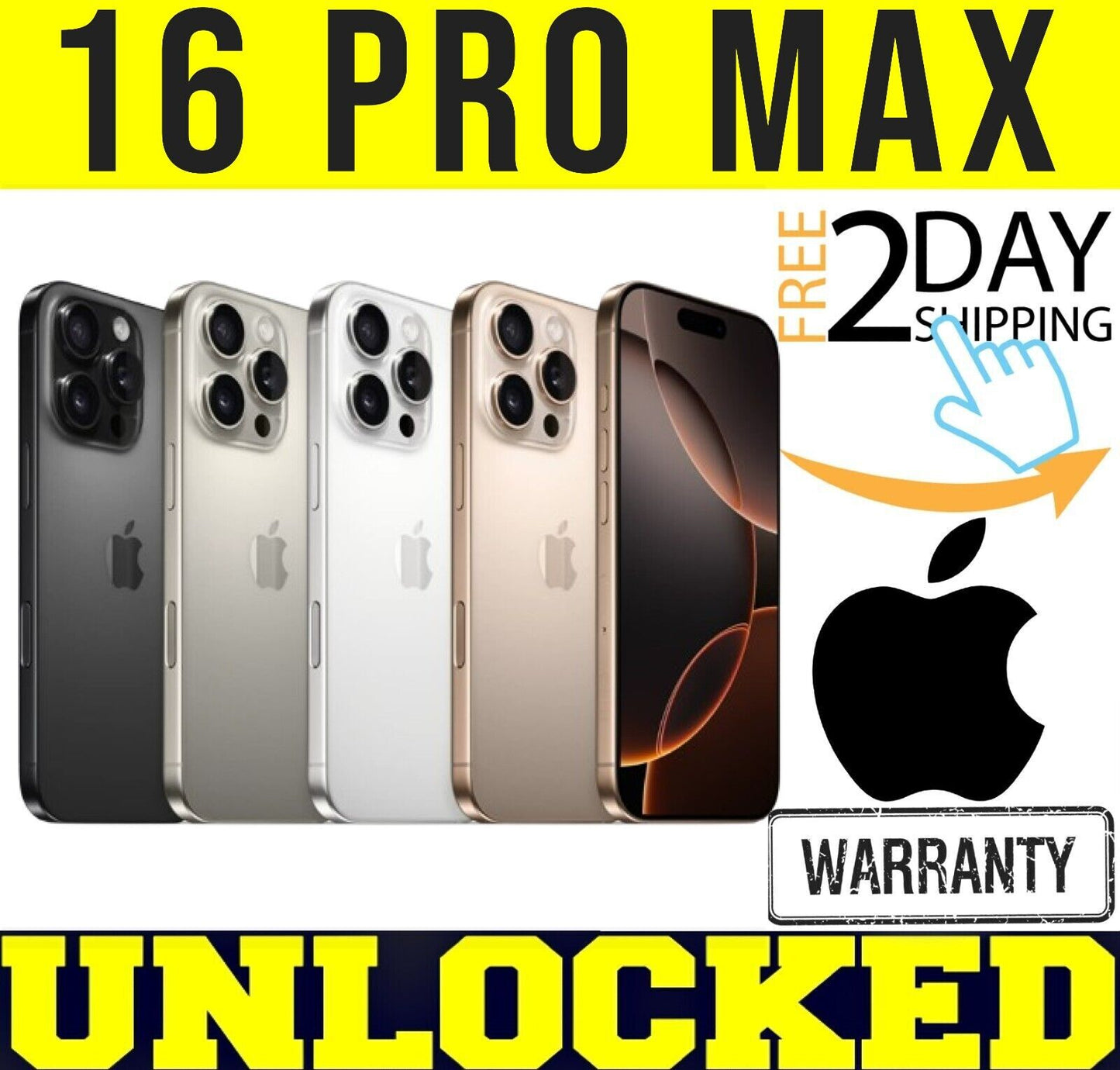 APPLE IPHONE 16 PRO MAX 256GB 512GB (FACTORY UNLOCKED) ✅NEVER ACTIVATED✅❖SEA