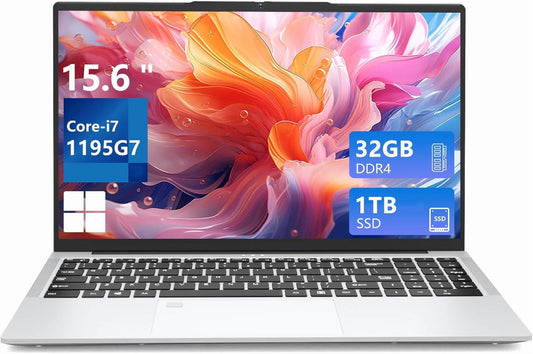 15.6"Gaming Laptop I7 32GB 1TB SSD FHD 1920 * 1080 Display, Fingerprint Unlock Backlit Keyboard RJ45 HDMI 180 Angle Opening Gamer Laptops