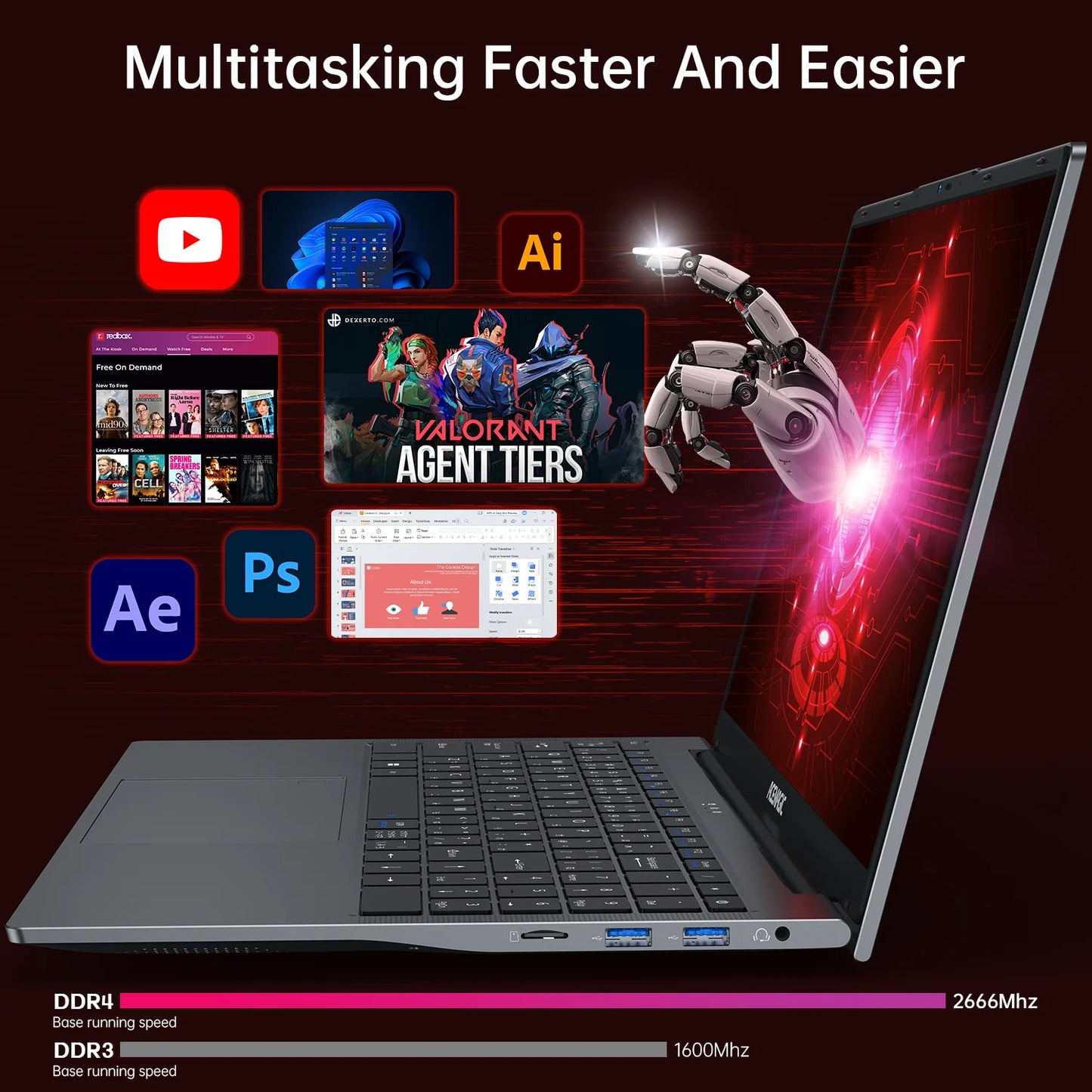 15.6'' FHD Gaming Laptop AMD Ryzen 7 5700U up to 4.3Ghz 16GB DDR4 512GB SSD with Windows 11 Pro