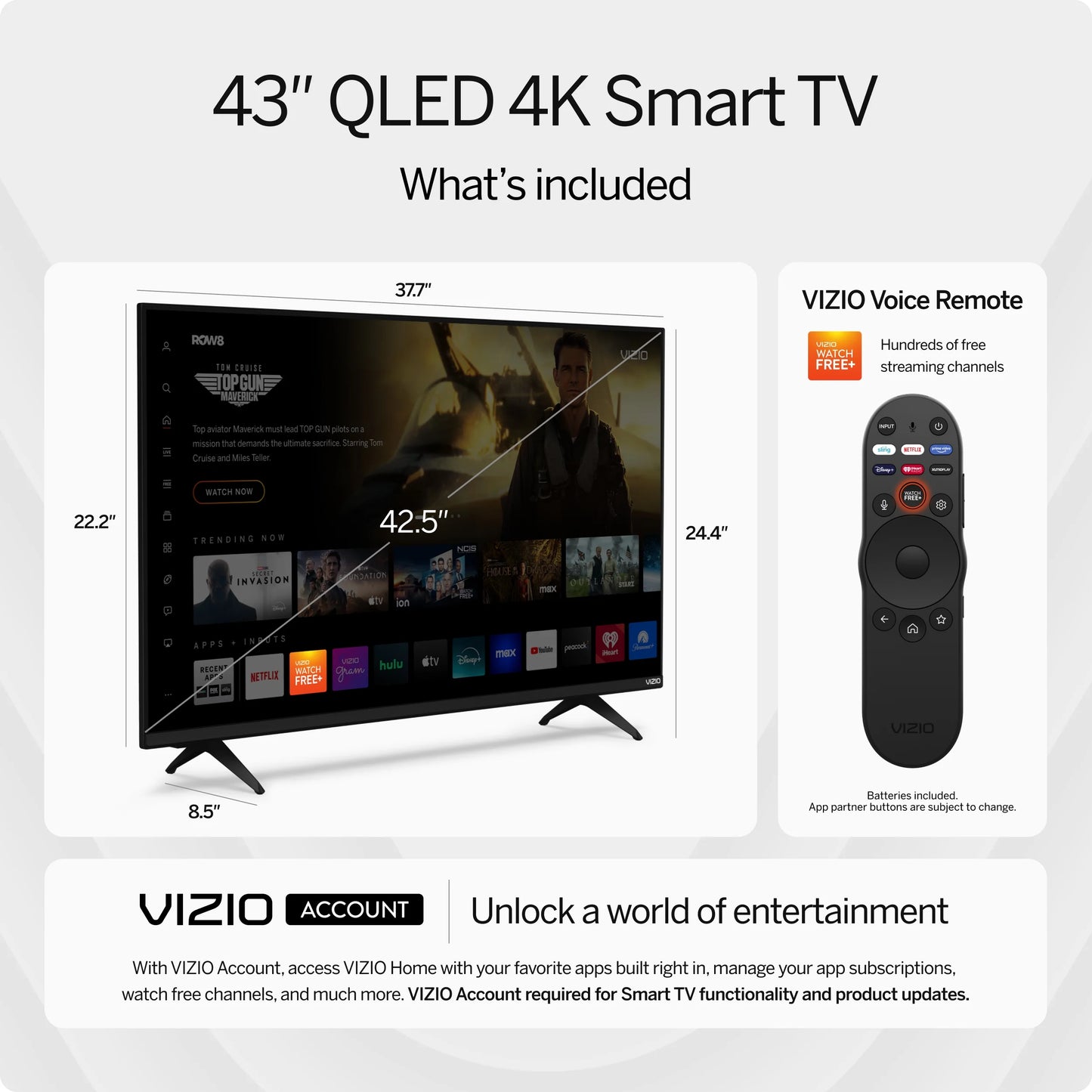 43" Class Quantum 4K QLED HDR Smart TV (VQD43M-0801)