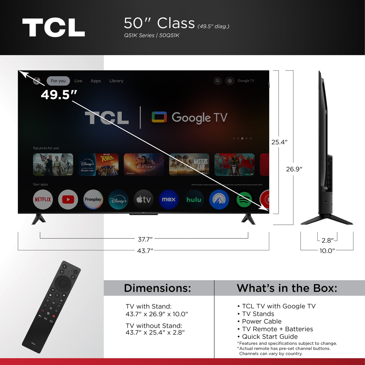 50" Q Series (NEW 2025) 4K UHD HDR QLED Smart TV with Google TV – 50Q51K